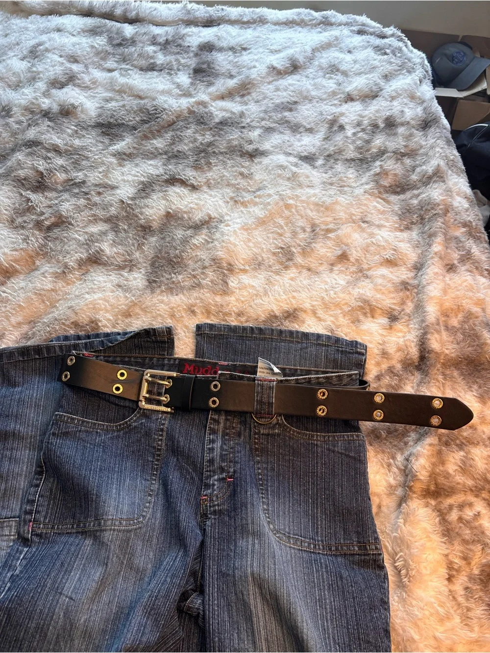 Juicy Couture Black Leather Belt with Gold-Tone Triple-Prong Buckle
